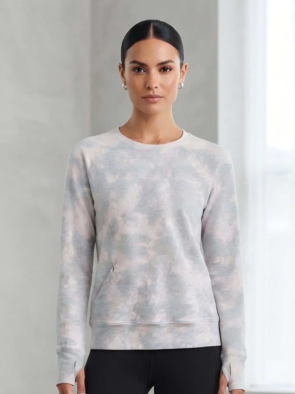 Ivivva Girls Gray and Pale Pink Tie-Dye Crewneck Sweatshirt Size 14